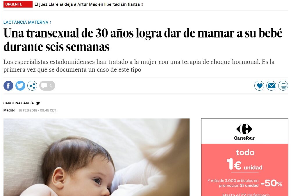 Una mujer transexual logra amamantar su bebe